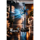 Sanayi Tipi 80W Güçlü Vantilatör 56cm Isı Yalıtımlı Motor 5 Pervaneli MPIA VT10 Ev Ofis Ayaklı Fan