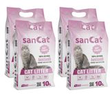 Sancat 4x10 lt Bebek Pudrası Kokulu Premium Beyaz Kedi Kumu