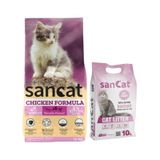 Sancat Premium Tavuklu Yavru Kedi Maması 15 Kg, Bebek Pudrası Kokulu Kedi Kumu 10 Lt.
