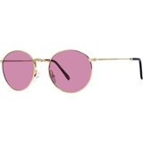 Sanches Polarize Yuvarlak Retro Gözlük Altın Çerçeve Pembe Aynalı Cam Gün