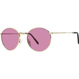 Sanches Polarize Yuvarlak Retro Gözlük Altın Çerçeve Pembe Aynalı Cam Güneş Gözlüğü