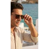 Sanches Titanyum Polarize Pilot Güneş Gözlüğü Kahve Çerçeve Kahve Degrade Cam 60 Mm