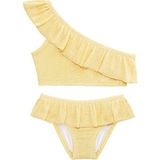 Sand Mother Uv Korumalı Fırfırlı Dokulu Tek Omuz Kız Çocuk Bikini Takımı - 2 - 3 Yaş - Sarı
