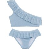 Sand Mother Uv Korumalı Fırfırlı Dokulu Tek Omuz Kız Çocuk Bikini Takımı - 7 - 8 Yaş - Mavi