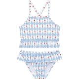 Sand Mother Uv Korumalı Fırfırlı Kız Çocuk Bikini Takımı - 7 - 8 Yaş - Mavi Kalpli