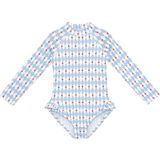 Sand Mother Uv Korumalı Uzun Kollu Tek Parça Kız Çocuk Mayo - 2 - 3 Yaş - Mavi Kalpli