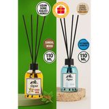 Sandal Ağacı Bambu Çubuklu Oda Kokusu 110 Ml & Okyanus Bambu Çubuklu Oda Kokusu 110 Ml - 2'Li Kalıcı Ve Doğal Ortam Kokusu Seti