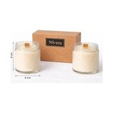 Sandal Ağacı Kokulu Dekoratif Ahşap Fitil 200 ml Kutulu Hediyelik 2'li Set Kavanoz Mum - Option-1