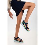 Sandal Spor Kadın Kısa Topuk Rahat Taban Cırtlı Gündelik Spor Sandalet SS001-0158 Laci Yeşil - Lacivert - Yeşil