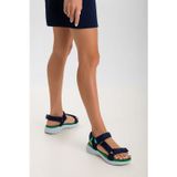 Sandal Spor Kadın Kısa Topuk Rahat Taban Cırtlı Günlük Spor Sandalet SS001-0158 Lacivert-Yeşil