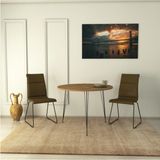 Sandalf Metal Ayaklı Yuvarlak Yemek Masası, Koyu Meşe, 90X90 - Çok Renkli - Beyaz - Gold