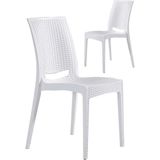 Sandalie 2 Adet Rattan Beyaz Sandalye / Balkon-Bahçe-Teras