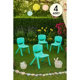 Sandalie 4 Adet Kreş Anaokulu Çocuk Sandalyesi Sert Plastik- Turkuaz