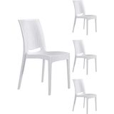 Sandalie 4 Adet Rattan Beyaz Sandalye / Balkon-Bahçe-Teras
