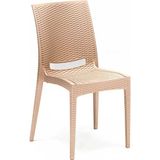 Sandalie 4 Adet Rattan Cappucino Sandalye Balkon-Bahçe-Teras Polipropilen Malzeme ile Dayanıklı