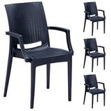 Sandalie 4 Adet Rattan Lüx Antrasit Sandalye / Balkon-Bahçe-Teras