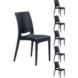 Sandalie 6 Adet Rattan Antrasit Sandalye