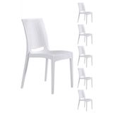 Sandalie 6 Adet Rattan Beyaz Sandalye - Bahçe&Balkon&Teras Sandalye