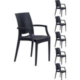 Sandalie 6 Adet Rattan Lüx Antrasit Sandalye / Balkon-Bahçe-Teras