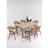 Sandalie Garden Large 90X150CM Rattan Cappucino Masa Takımı Bahçe&balkon - 1 Masa 6 Sandalye