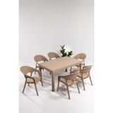 Sandalie Garden Large Rattan Cappucino Masa Takımı Bahçe&Balkon - 1 Masa 6 Sandalye
