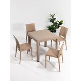 Sandalie Home Rattan 4 Kişilik Bahçe Masa Takımı - Cappucino