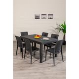 Sandalie Home Rattan Kolsuz 6 Kişilik Bahçe Masa Takımı Antrasit Modern Tasarım ve Konforlu Kullanım