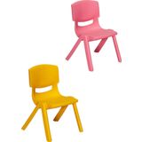 Sandalie Junior 2 Adet Ergonomik Konforlu Anaokulu Kreş Çocuk Sandalyesi - Pembe/Sarı