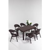 Sandalie Kahverengi Garden Large Rattan Masa Takımı