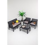 Sandalie Lara 2+1+1+S Bahçe Takımı Balkon - Bahçe - Teras Mobilyası / Antrasit