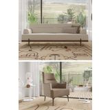 Sandalie Linen 3+1 Salon&Oturma Odası Koltuk Takımı - Krem&Kahve