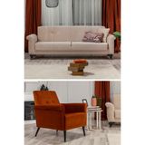 Sandalie Mia 3+1 Salon&Oturma Odası Koltuk Takımı - Krem&Kiremit