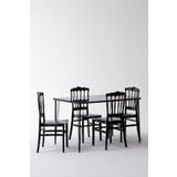 Sandalie Nero Siyah Masa 75X110 Cm Miray Siyah Sandalye Mutfak Masa Takimi