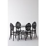 Sandalie Nero Siyah Masa 75X110 Cm Venus Siyah Sandalye Mutfak Masa Takimi