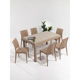 Sandalie Rattan 6 Kişilik Camlı Bahçe Masa Takımı