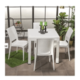 Sandalie Rattan Beyaz 80x80 cm Bahçe Masa Seti