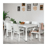 Sandalie Rattan Beyaz 90x150 cm Bahçe Masa Seti