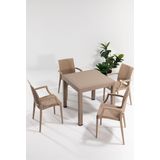 Sandalie Rattan Cappucino Kollu 4 Sandalye Masa Takımı - Bahçe&Balkon&Teras