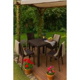 Sandalie Rattan Home Kare Bahçe Masa Takımı-Kahverengi