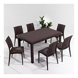 Sandalie Rattan Kahve 90x150 cm Bahçe Masa Seti