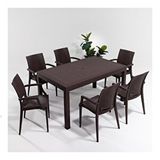 Sandalie Rattan Kollu 90x150 cm Kahve Bahçe Masa Set