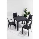 Sandalie Rattan Lüx 80X80 Bahçe&Balkon&Teras Masa Seti - Antrasit