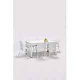 Sandalie Rattan Lüx Home 6 Kişilik Bahçe Masa Takımı Beyaz Renk Modern Tasarım ve Konforlu Kullanım