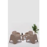 Sandalie Şile Pratik Bahçe, Balkon Oturma Grubu ( 1+1+1+1+S) Bahçe Mobilyası / Cappucino