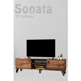 Sandalie Sonata Tv Ünitesi Ceviz-Siyah 160 cm 2 Kapaklı + 2 Raflı Tv Sehpası