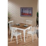 Sandalie Violet Beyaz / Sirius Sabit Masa - 4 Sandalye 1 Masa / Salon - Mutfak Masa Takımı