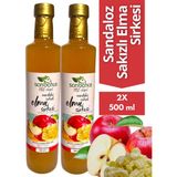 Sandaloz Sakızlı Elma Sirkesi 500 ml 2'li Paket - Organik Doğal Fermente - 1 lt