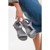 Sandals Rahat Taban Cırtlı Günlük Kadın Spor Gri Sandalet