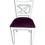 Sandalye 12425 Çapraz Model Kayın Retro Ayak Babyface Kumaş Döşem Beyaz El Yapım