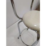 Sandalye 12763 Bar Tipi Yüksek Model 4Ad Krem Suni Deri Döşem Nikelaj El Yapım